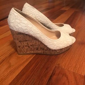 Altar'd State White Lace Wedges